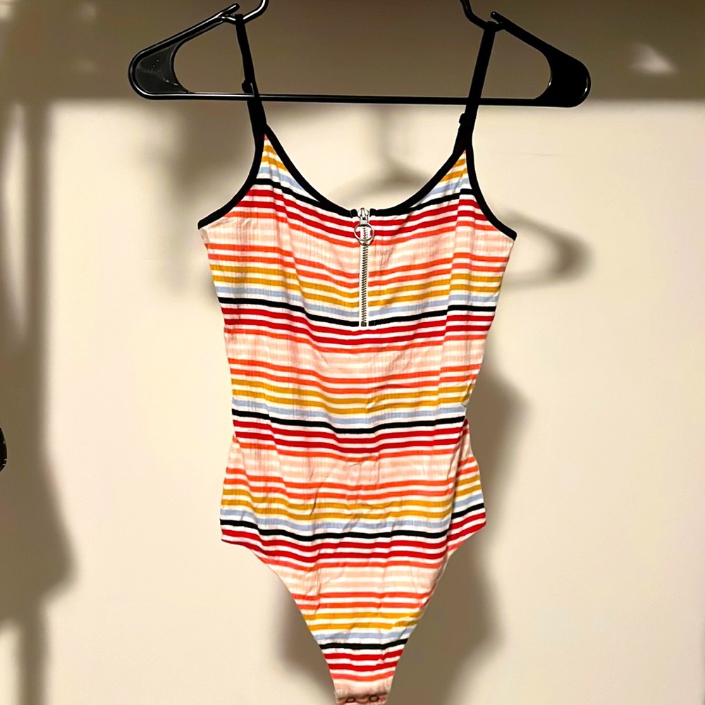 small striped adjustable tank top bodysuit by express one eleven